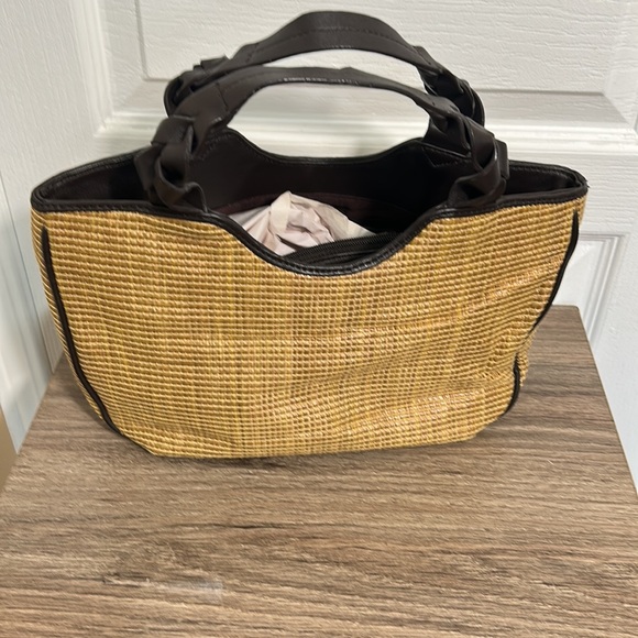 KATE LANDRY HAND BAG BROWN HANDLES MANY POCKETS - Picture 2 of 6